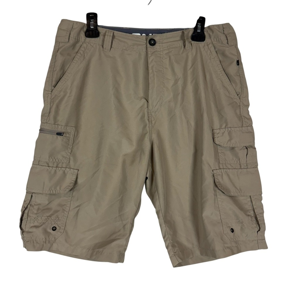Denali Cargo Shorts Mens 32 Beige Microfiber Lightweight 11 Inseam Outdoor